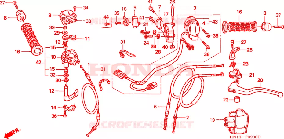 LEVIER DE GUIDON - CABLE - COMMODO Honda ATV 400 FOURTRAX 2005  TRX400EX5