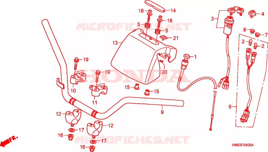 GUIDON (TRX250EX1/2/3/4/5) Honda ATV 250 FOURTRAX 2003  TRX250EX3