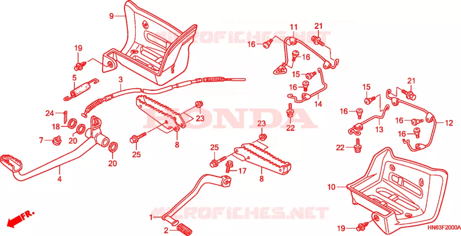 PEDALE - REPOSE PIED (TRX250EX1/2/3/4/5) Honda ATV 250 FOURTRAX 2002  TRX250EX2