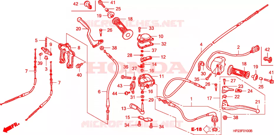 LEVIER DE GUIDON - CABLE - COMMODO Honda ATV 90 FOURTRAX 2007  TRX90EX7
