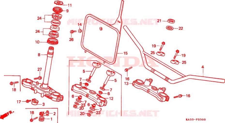 GUIDON - TE DE FOURCHE Honda MOTO 125 CR 1987  CR125RH