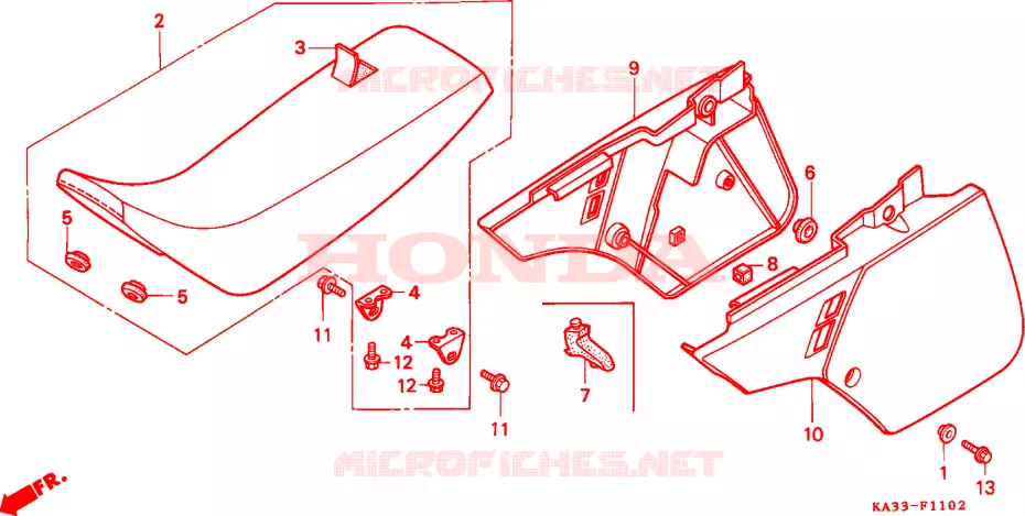 SIEGE/COUVERCLE LATERAL(3) Honda MOTO 125 CR 1987  CR125RH