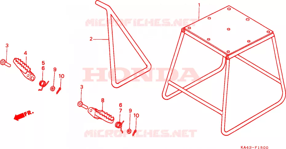 BEQUILLE - REPOSE PIEDS Honda MOTO 250 CR 1985  CR250RF_J