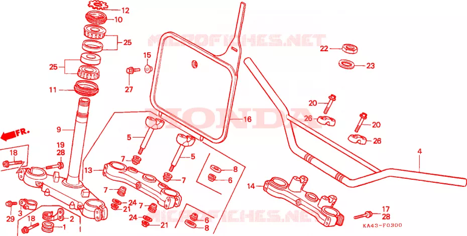 GUIDON - TE DE FOURCHE Honda MOTO 250 CR 1985  CR250RF_J