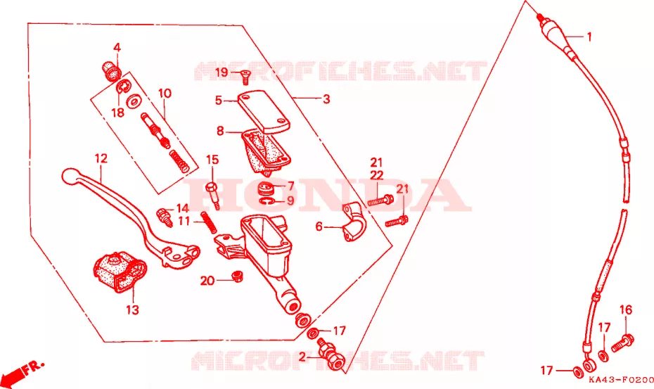 MAITRE CYLINDRE DE FREIN AVANT Honda MOTO 250 CR 1986  CR250RG