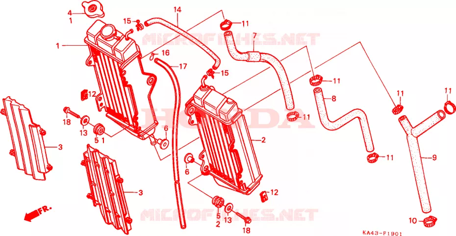 RADIATEUR(2) Honda MOTO 250 CR 1987  CR250RH