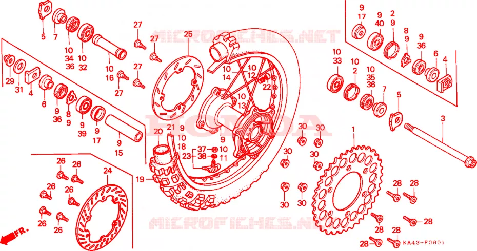 ROUE ARRIERE(2) Honda MOTO 250 CR 1987  CR250RH