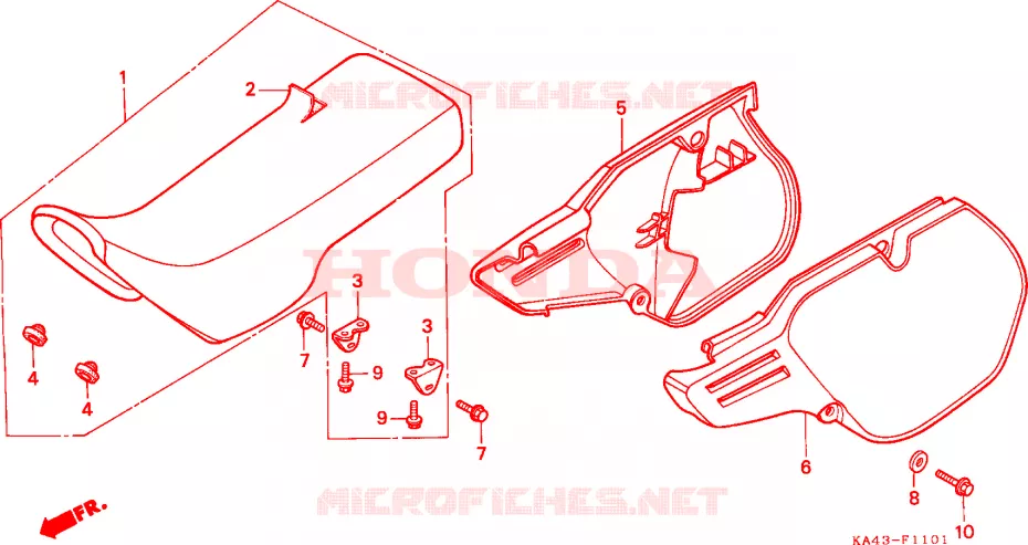 SIEGE/COUVERCLE LATERAL(2) Honda MOTO 250 CR 1986  CR250RG