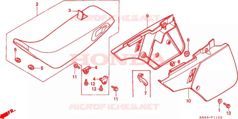 SIEGE/COUVERCLE LATERAL(3) Honda MOTO 250 CR 1987  CR250RH