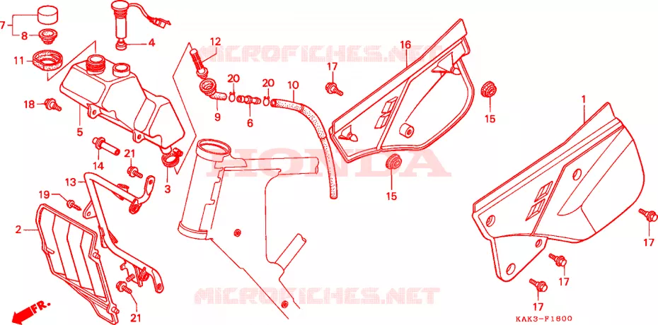 COUVERCLE LATERAL - RESERVOIR D'HUILE Honda MOTO 125 CRM 1996  CRM125RP
