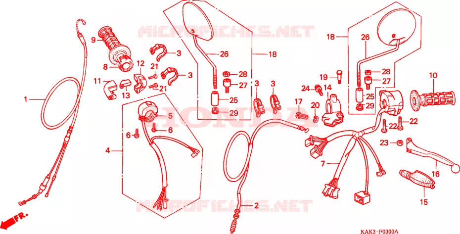 LEVIER DE GUIDON - CABLE - COMMODO Honda MOTO 125 CRM 1995  CRM125RP