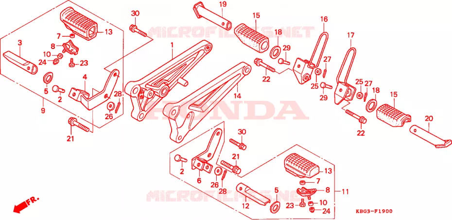 REPOSE PIED Honda MOTO 250 CB 2002  CB250Y