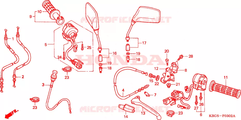 LEVIER DE GUIDON/COMMUTATEUR/CABLE(3) Honda MOTO 250 CB 2000  CB250Y
