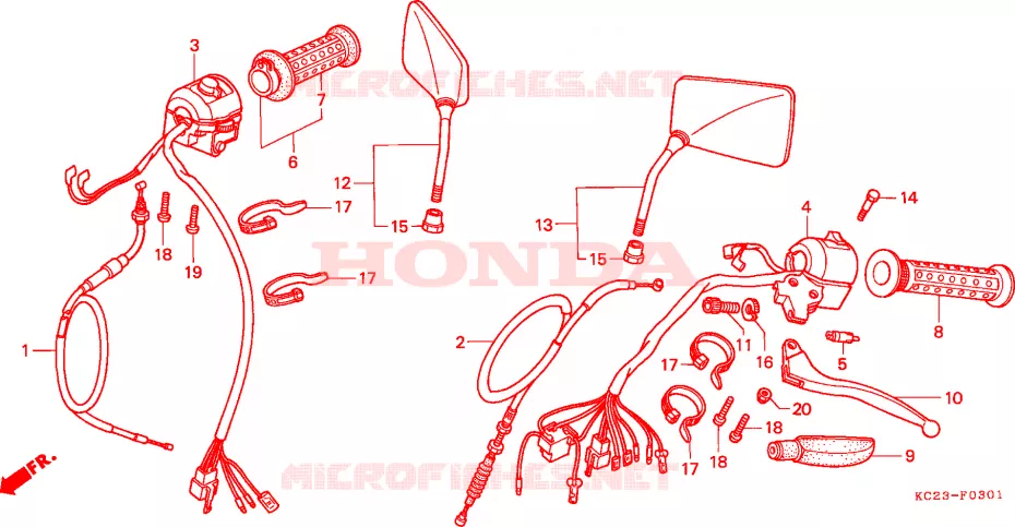 LEVIER DE GUIDON/COMMUTATEUR/CABLE(SI) Honda MOTO 125 CM 1994  CM125CR