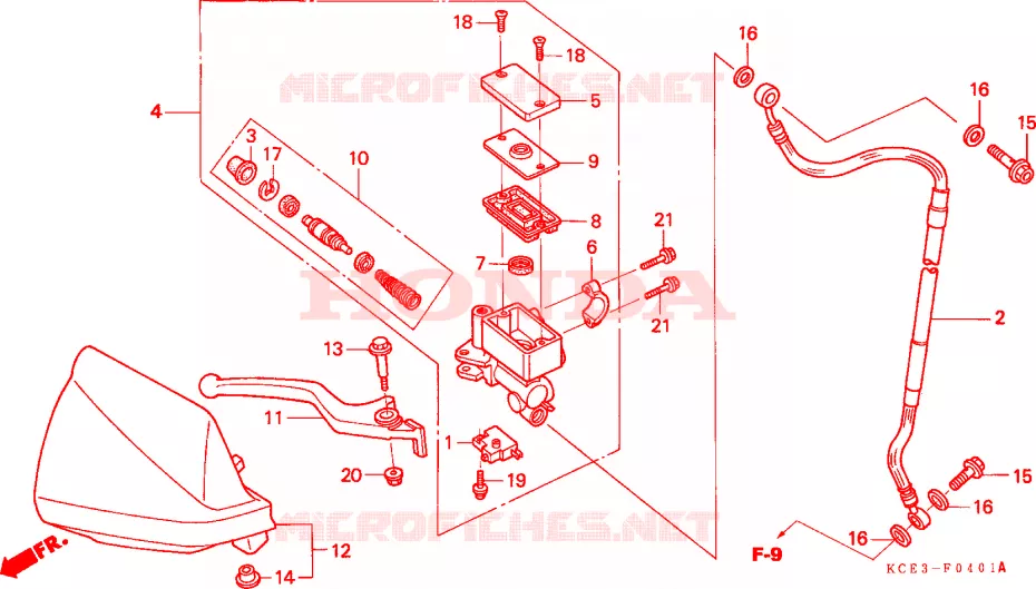 MAITRE-CYLINDRE FREIN AV.(CL/DK/ED/U) Honda MOTO 250 XR 2000  XR250RY_ED