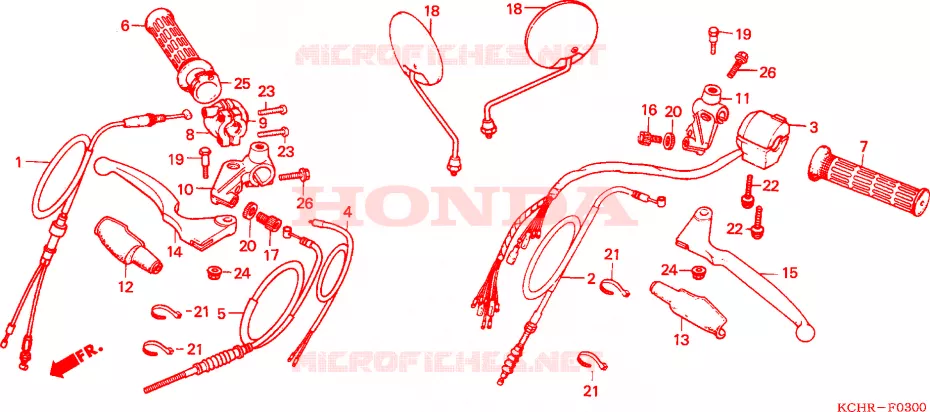 LEVIER DE GUIDON - CABLE - COMMODO Honda MOTO 125 CG 1997  CG125T