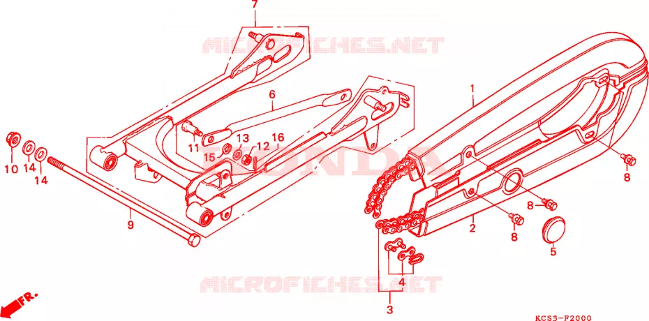 BRAS ARRIERE Honda MOTO 125 CG 1993  CG125P_SS