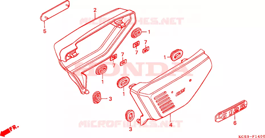 COUVERCLES LATERAUX Honda MOTO 125 CG 1993  CG125P_SS