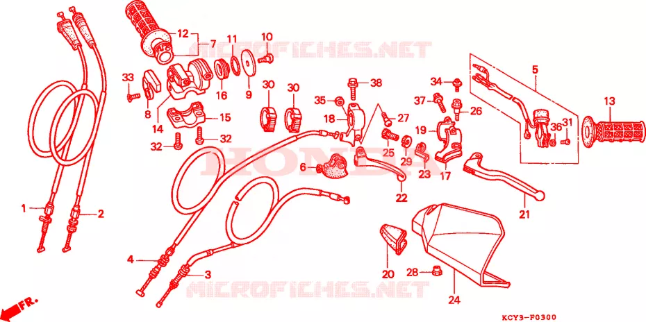 LEVIER DE GUIDON/COMMUTATEUR/CABLE(CM) Honda MOTO 400 XR 2003  XR400R3