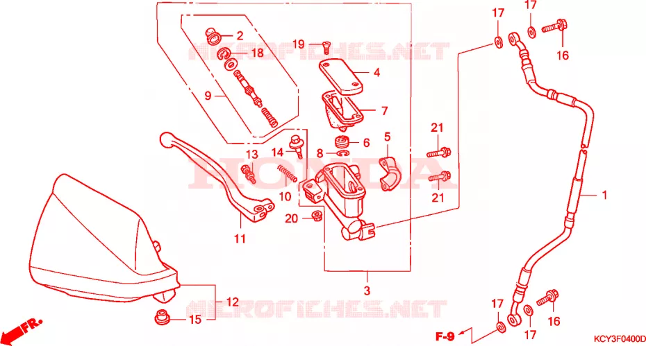 MAITRE-CYLINDRE FREIN AV.(CM) Honda MOTO 400 XR 2003  XR400R3