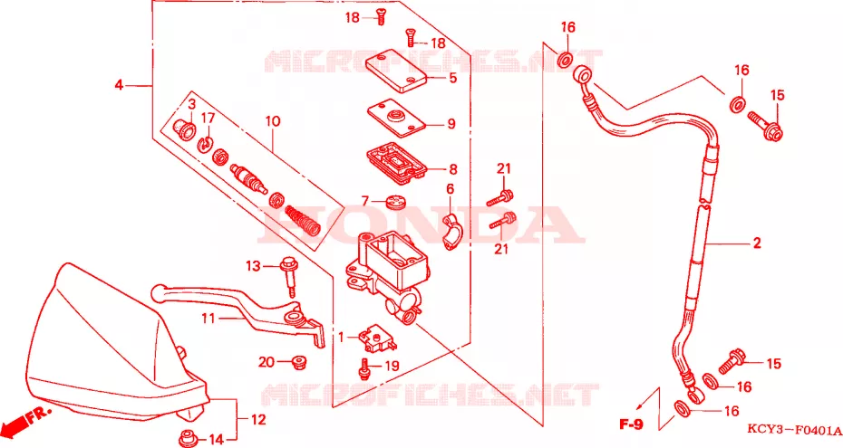 MAITRE-CYLINDRE FREIN AV.(DK/ED/U) Honda MOTO 400 XR 2002  XR400R2