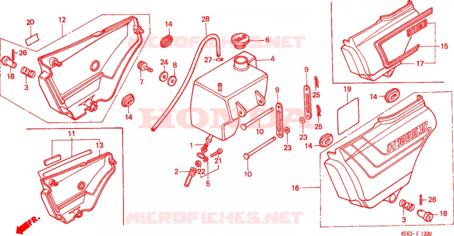 COUVERCLE LATERAL - RESERVOIR D'HUILE Honda MOTO 100 other-models 1983  H100SD