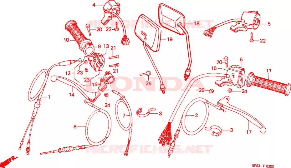 LEVIER DE GUIDON - CABLE - COMMODO Honda MOTO 100 other-models 1984  H100SE