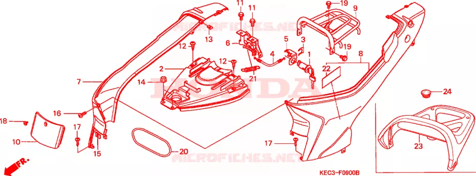 CARENAGE ARRIERE Honda SCOOTER 100 SCOOPY 2000  SH100Y-SP