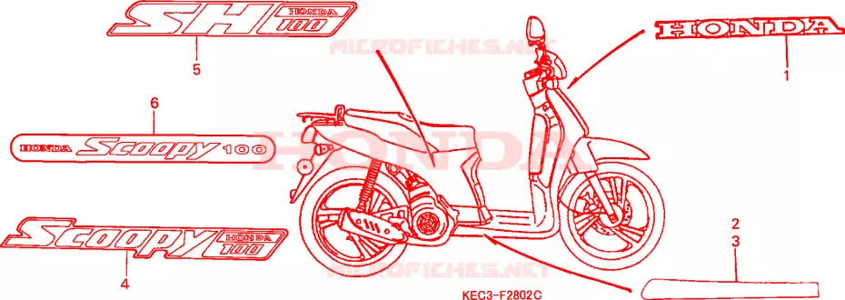 MARQUE/RAYURE(3) Honda SCOOTER 100 SCOOPY 2000  SH100Y-SP