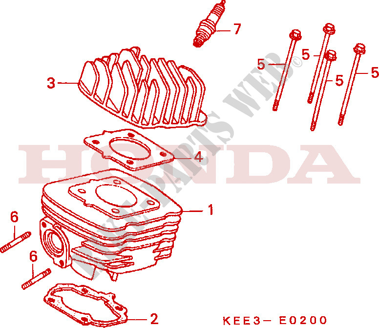 CYLINDRE   CULASSE pour Honda BALI 100 EX de 1996