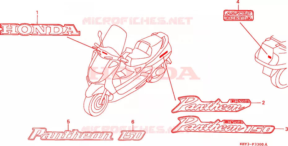 AUTOCOLLANTS Honda SCOOTER 150 PANTHEON 2000  FES150Y