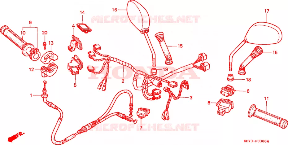 COMMODO - LEVIER - CABLE Honda SCOOTER 125 PANTHEON 2000  FES125Y