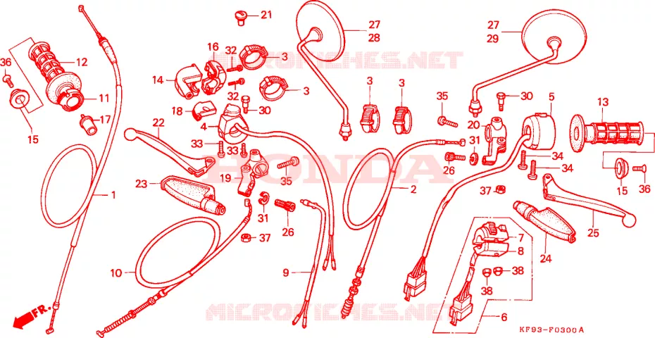 LEVIER DE GUIDON - CABLE - COMMODO Honda MOTO 185 XL 1990  XL185SL
