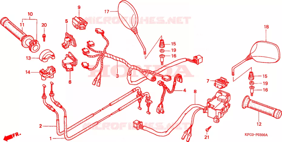 COMMODO - LEVIER - CABLE Honda SCOOTER 250 FORSIGHT 1998  FES250W