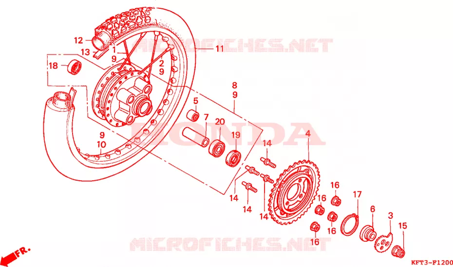ROUE ARRIERE Honda MOTO 125 CLR 1998  CLR125W
