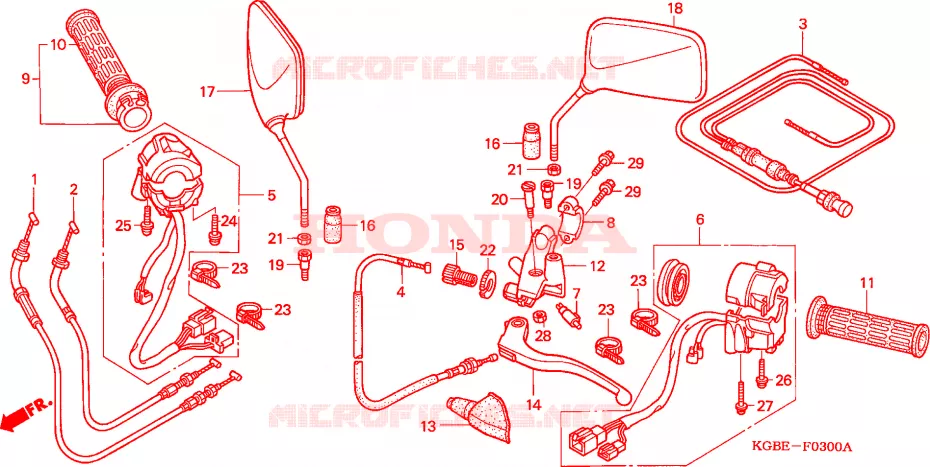 LEVIER DE GUIDON - CABLE - COMMODO Honda MOTO 125 SHADOW 2003  VT125C3