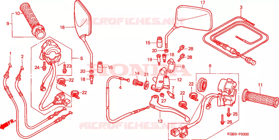 LEVIER DE GUIDON - CABLE - COMMODO Honda MOTO 125 SHADOW 2000  VT125CY