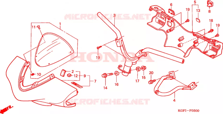 GUIDON - CARENAGE Honda SCOOTER 150 AROBASE 2005  NES1505