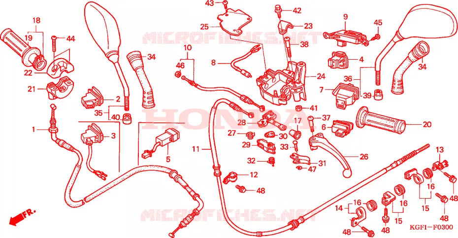 LEVIER DE GUIDON - CABLE - COMMODO Honda SCOOTER 125 NES 2006  NES1256