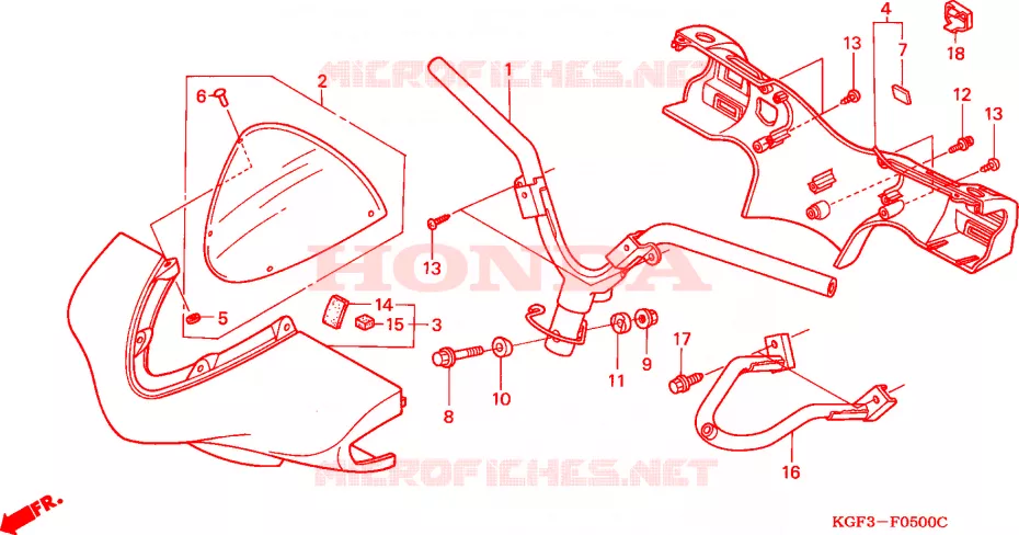 GUIDON - CARENAGE Honda SCOOTER 125 NES 2004  NES1253