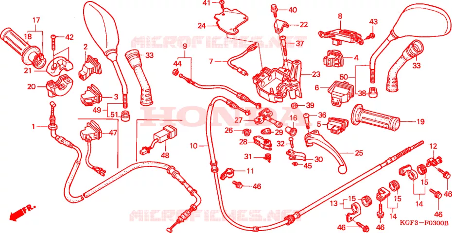LEVIER DE GUIDON - CABLE - COMMODO Honda SCOOTER 125 NES 2001  NES1251