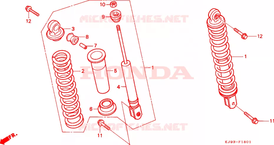 AMORTISSEUR ARRIERE (CH125G/J/L/M/N/P/R) Honda SCOOTER 125 SPACY 1993  CH125P
