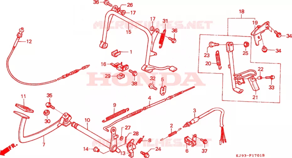 BEQUILLE - PEDALE DE FREIN (CH125J/L/M/N/P/R) Honda SCOOTER 125 SPACY 1994  CH125R