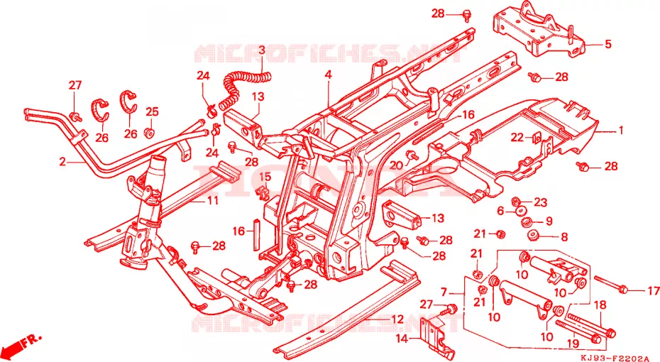 CADRE (CH125J/L/M/N/P/R) Honda SCOOTER 125 SPACY 1991  CH125M