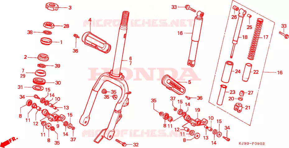FOURCHE (CH125J/L/M/N/P/R) Honda SCOOTER 125 SPACY 1992  CH125N