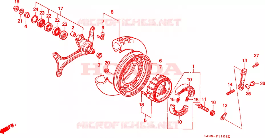ROUE ARRIERE (CH125J/L/M/N/P/R) Honda SCOOTER 125 SPACY 1992  CH125N