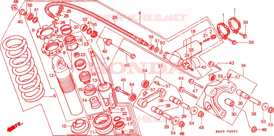 COUSSIN ARRIERE(2) Honda MOTO 200 XR 1987  XR200RH