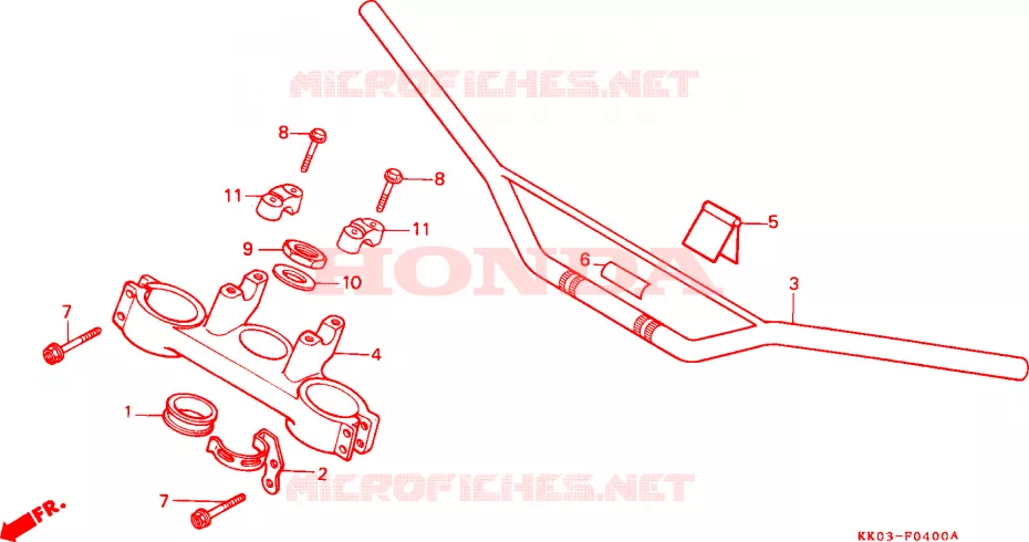 GUIDON - TE DE FOURCHE (1) Honda MOTO 200 XR 1985  XR200RF