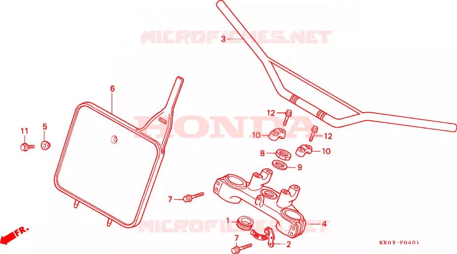 GUIDON - TE DE FOURCHE (2) Honda MOTO 200 XR 1991  XR200RM