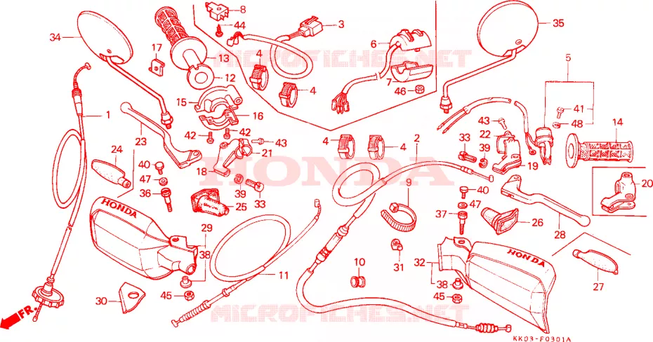 LEVIER DE GUIDON/COMMUTATEUR/CABLE(2) Honda MOTO 200 XR 1986  XR200RG